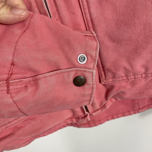 Vintage Carhartt Barn Coat Jacket Womens L Pink Sherbet Sherpa Lined Chore WJ022 - Picture 9 of 15